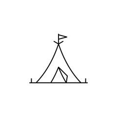 Camp, Tent, Camping, Travel Thin Line Icon Vector Illustration Logo Template. Suitable For Many Purposes.