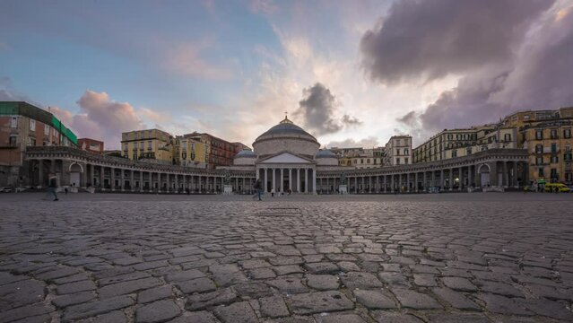 Naples, Italy from Plebiscito Square with San Francesco di Paola