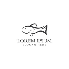 Fish logo, fishinghook, fish oil and seafood restaurant icon. With vector icon concept design illustration template