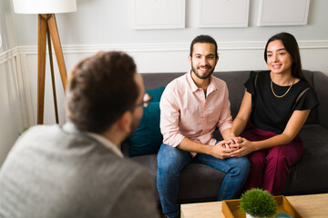 Therapist helping a couple save their marriage