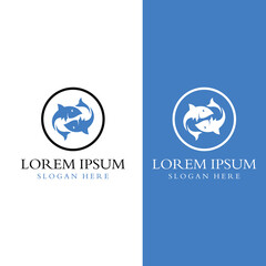 Fish logo, fishinghook, fish oil and seafood restaurant icon. With vector icon concept design illustration template