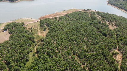 Fototapeta na wymiar Gebze Denizli Pond Shot On Drone