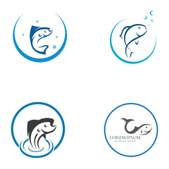 Fish logo, fishinghook, fish oil and seafood restaurant icon. With vector icon concept design illustration template