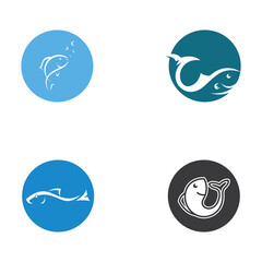 Fish logo, fishinghook, fish oil and seafood restaurant icon. With vector icon concept design illustration template