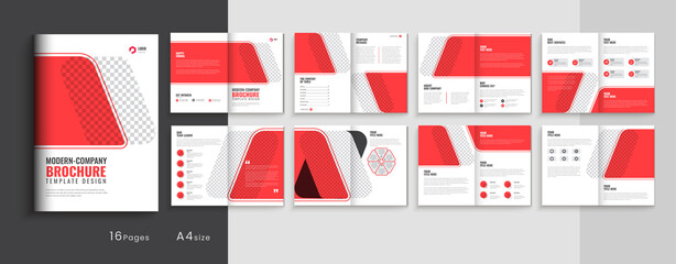 Corporate company profile multipage business bifold brochure template layout design, 16 pages business profile, brochure design, modern bi-fold brochure fully editable template