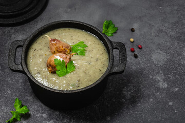 Keto cream of mushroom soup. Space for text.