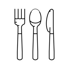 cutlery plastic line icon vector illustration