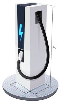 Electric vehicle charging stations and their dimensions (cut out)