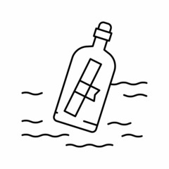 bottle message line icon vector illustration