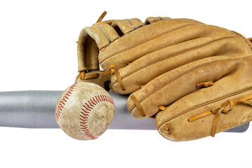 Vintage classic leather baseball glove isolated on white background