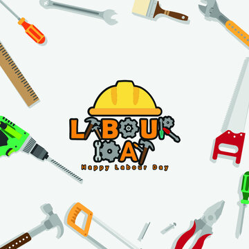 Happy Labour Day simple vector web background.