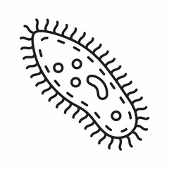 Bacteria, virus icon in line, outline style. Viral infection, amoeba, infusoria simple sign for app, web.