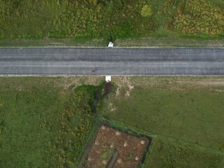 Drone photo of the straight road