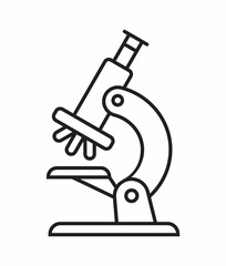Medical microscope flat vector line icon. Measuring equipment for science researching lab.