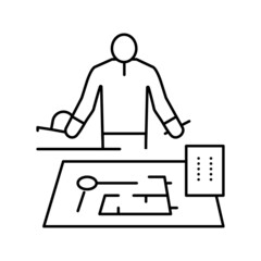 engineer worker line icon vector illustration