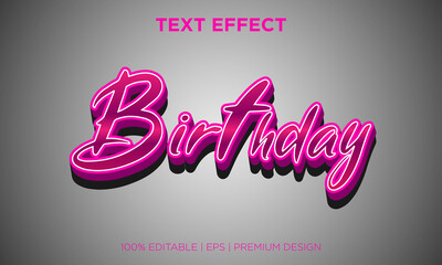 text effect editable style birthday for party