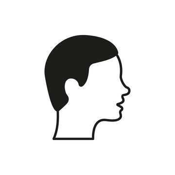 View Side Man Silhouette Icon. Male Hairstyle Profile Black Pictogram. Men Head with Refined Hair Icon. Isolated Vector Illustration