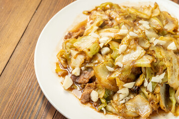 Chinese style home cooking charred cabbage and cooking process