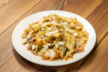 Chinese style home cooking charred cabbage and cooking process