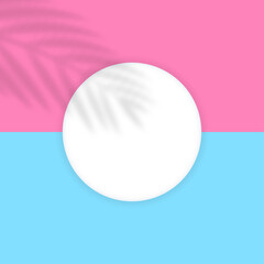 White cylinder product stage on the abstract background with palm shadow Vector