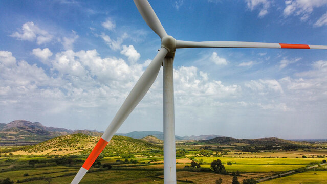 wind turbine with grey sky, guspini,south Sardinia
