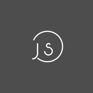 Letter JS logo monogram with circles line style, simple but elegant logo design