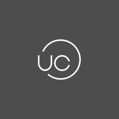 Fototapeta na wymiar Letter UC logo monogram with circles line style, simple but elegant logo design