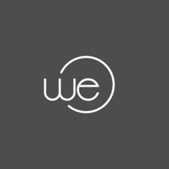Letter WE logo monogram with circles line style, simple but elegant logo design
