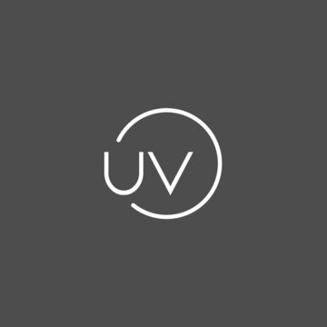 Letter UV logo monogram with circles line style, simple but elegant logo design