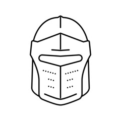 helmet knight line icon vector illustration