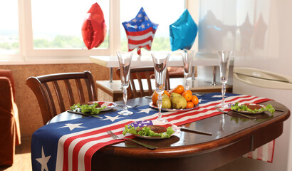 Independence day. USA. Indoor. Family dinner
