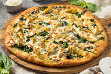 Homemade Italian Artichoke Spinach Pizza
