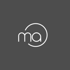 Letter MA logo monogram with circles line style, simple but elegant logo design - obrazy, fototapety, plakaty