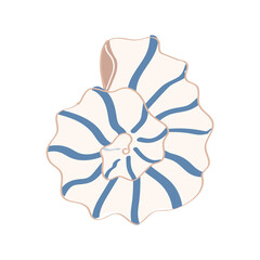 Doodle style blue spirale sea sheel.