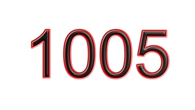 red 1005 number 3d effect white background