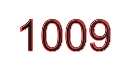 red 1009 number 3d effect white background