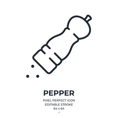 Pepper grinder editable stroke outline icon isolated on white background flat vector illustration. Pixel perfect. 64 x 64. © lanastace