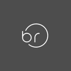 Letter BR logo monogram with circles line style, simple but elegant logo design