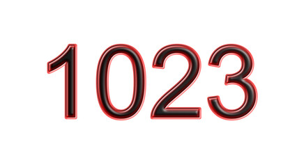 red 1023 number 3d effect white background