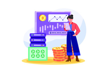 Cryptocurrency Management Illustration concept. Flat illustration isolated on white background.