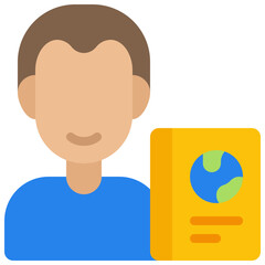 Person With Geography Book Icon