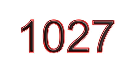 red 1027 number 3d effect white background