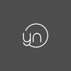 Letter YN logo monogram with circles line style, simple but elegant logo design - obrazy, fototapety, plakaty