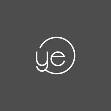 Letter YE logo monogram with circles line style, simple but elegant logo design