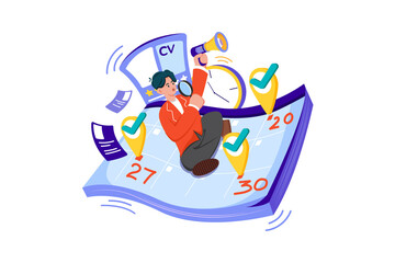 Fototapeta premium Hiring Schedule Illustration concept. Flat illustration isolated on white background.