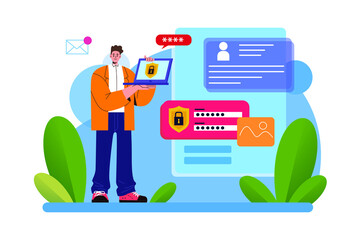 Fototapeta premium Login access protection Illustration concept. Flat illustration isolated on white background.