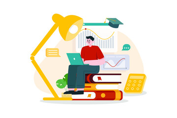 Obraz premium Investment Education Illustration concept. Flat illustration isolated on white background.