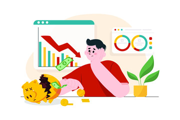 Investment Loss Illustration concept. Flat illustration isolated on white background.
