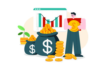 Take investment profit Illustration concept. Flat illustration isolated on white background.