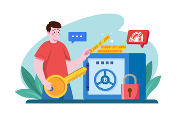 Secure Cryptocurrency Illustration concept. Flat illustration isolated on white background.